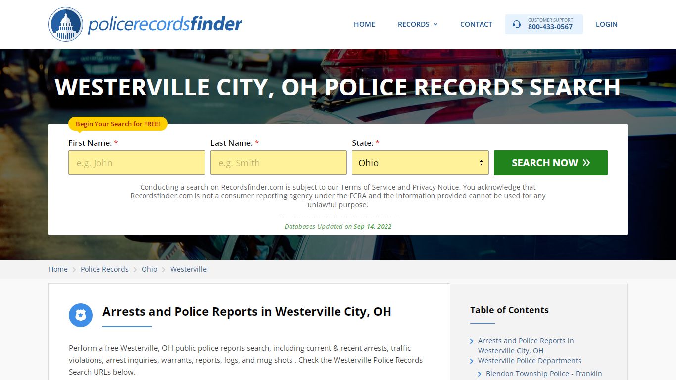 Westerville, Custer County, OH Police Reports & Police Department Records