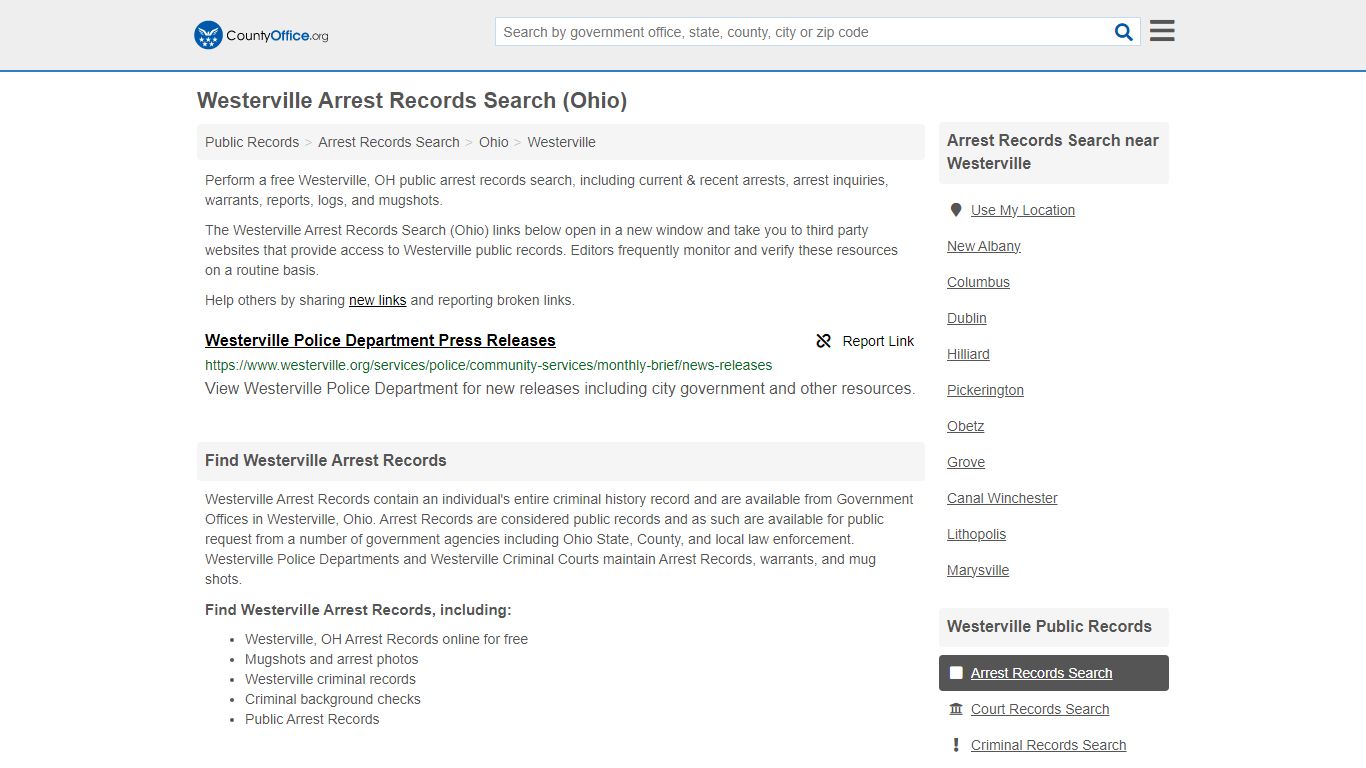 Arrest Records Search - Westerville, OH (Arrests & Mugshots)